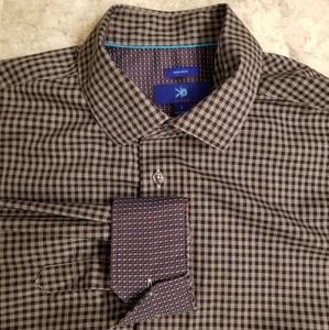 Egara Non-Iron Large Black Plaid Flip Cuff Shirt